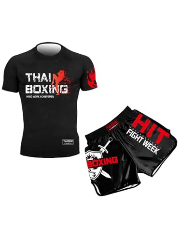 Kaerm Kinder Junge Wushu Fitness Sanda Kleidung Muay Thai Anzug Kick Boxshorts Sportbekleidung Kampfsport Kampfausrüstung Rot 158-164 von Kaerm