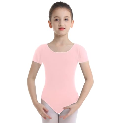 Kaerm Kinder Mädchen Ballettanzug Kurzarm Ballett Body Rundhals Tanz Trikot Einfarbig Stretch Leotard Wettbewerb Performance Bekleidung Rosa 122-128 Kaerm Kinder Mädchen Ballettanzug Kurzarm Ballett Body Rundhals Tanz Trikot Einfarbig Stretch Leotard Wettbewerb Performance Bekleidung Rosa 122-128 von Kaerm