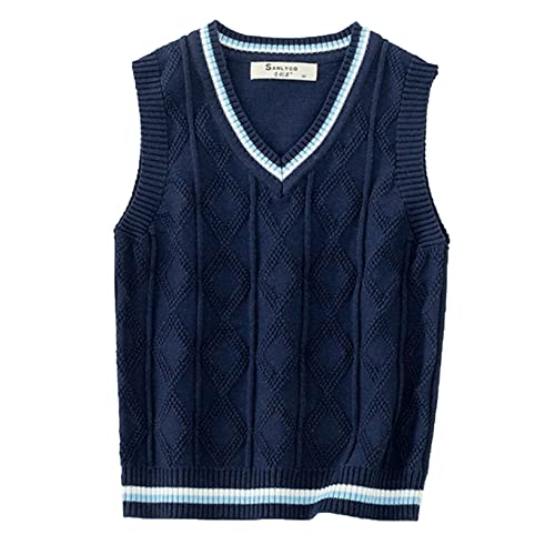 Kaerm Kinder Mädchen Junge Pullunder Gestrickte Weste Cardigan Strickweste Teenager Ärmellos Strickpullover Sweatshirt Schleife Vorne Süß Dunkel Navy B 110-116 Kaerm Kinder Mädchen Junge Pullunder Gestrickte Weste Cardigan Strickweste Teenager Ärmellos Strickpullover Sweatshirt Schleife Vorne Süß Dunkel Navy B 110-116 von Kaerm