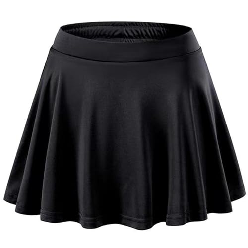 Kaerm Kinder Mädchen Tennisrock Hosenrock Sommer Minirock Skirt mit Ihnenslip Stretch Sommerrock Falten S-XXL Schwarz 140-146 von Kaerm