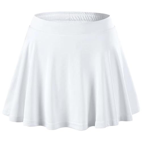 Kaerm Kinder Mädchen Tennisrock Hosenrock Sommer Minirock Skirt mit Ihnenslip Stretch Sommerrock Falten S-XXL Weiß 116-122 von Kaerm