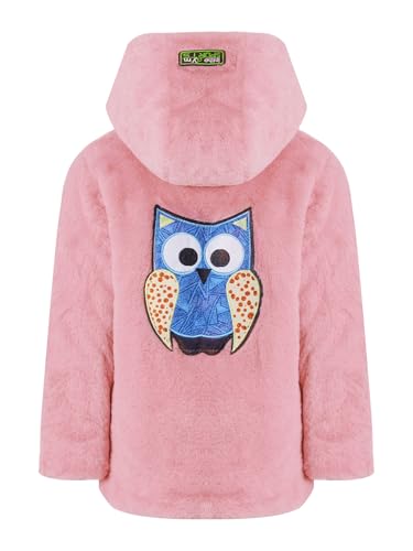 Kaerm Mädchen Fellmantel Winterjacke Kunstpelz Jacke Kinder Herbst Winter Mantel Warm mit Kapuze Langarm Wollmantel Kapuzenjacke Reißverschluss Vorne Rosa 134-140 von Kaerm