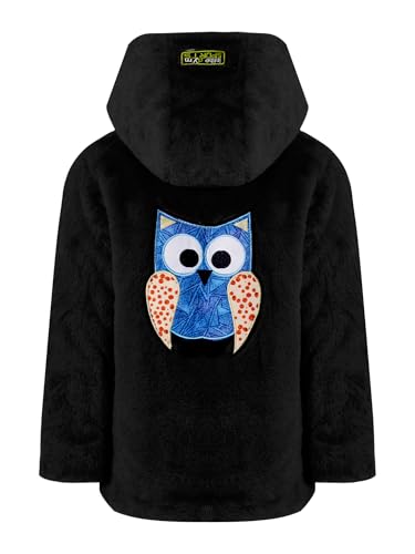 Kaerm Mädchen Fellmantel Winterjacke Kunstpelz Jacke Kinder Herbst Winter Mantel Warm mit Kapuze Langarm Wollmantel Kapuzenjacke Reißverschluss Vorne Schwarz 146-152 von Kaerm