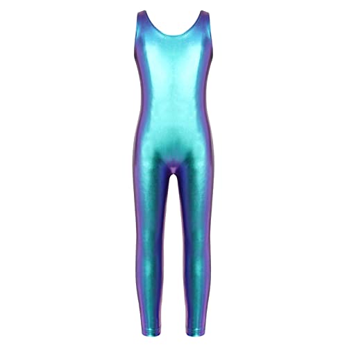 Kaerm Metallic Ballettanzug Mädchen Ganzkörper Kinder Ganzkörperanzug Tanzen Ärmellos Ballett Body Leotard Sport Overall Jumpsuit Glitzer Tanzkostüm A_Colorful 122-128 von Kaerm