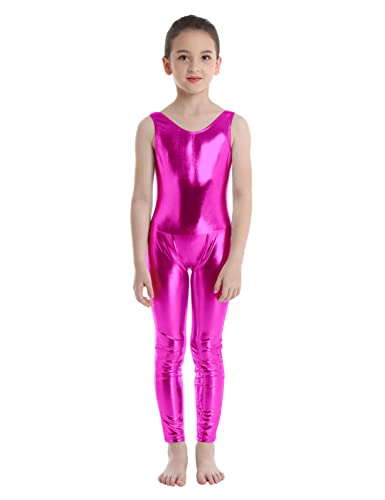 Kaerm Metallic Ballettanzug Mädchen Ganzkörper Kinder Ganzkörperanzug Tanzen Ärmellos Ballett Body Leotard Sport Overall Jumpsuit Glitzer Tanzkostüm A_Rose 98-104 von Kaerm