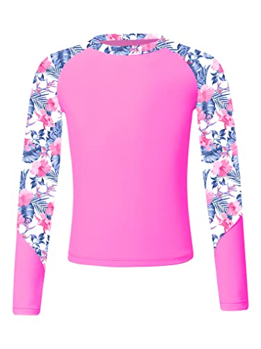 Kaerm Rash Guard Shirt Kinder Mädchen Langarm Hawaii Motiv Schwimmshirt Schnelltrocnkend Surfshirt Neopren Rundhals Schwimm Oberteil Swimwear Weiß A 134-140 von Kaerm