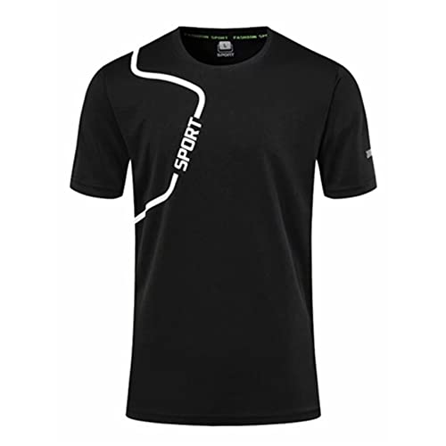 Kaerm Sportshirt Herren Laufshirt Kurzarm Polyester Funktionsshirt Atmungsaktiv Kurzarmshirt Sports Tshirt Trainingsshirt für Männer Schwarz D XXL von Kaerm