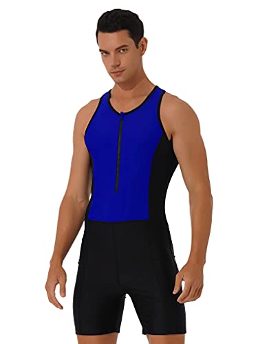 Kaerm Triathlon Anzug Herren Trisuit Einteiler Ärmellos Duathlon Training Kleidung Haut Wetsuit zum Laufen Radfahren Schwimmen Schnelltrockend Royal Blau 3XL von Kaerm