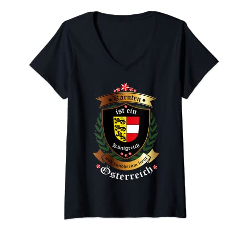 Damen Kärnten T-Shirt mit Wappen und Spruch Kärntner Kärnten T-Shirt mit V-Ausschnitt Damen Kärnten T-Shirt mit Wappen und Spruch Kärntner Kärnten T-Shirt mit V-Ausschnitt von Kärnten Support