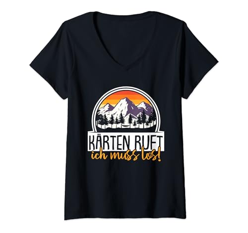 Damen Kärnten ruft ich muss los Berge Österreich T-Shirt mit V-Ausschnitt von Kärnten Urlaub Designs