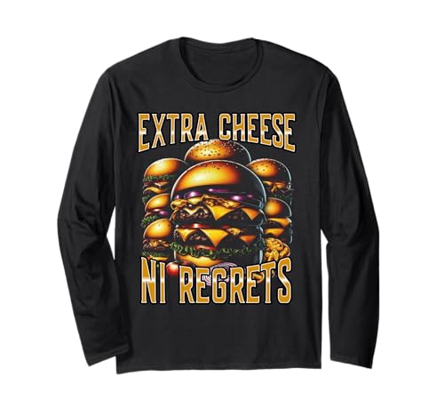 Extra Cheese No Regrets Burger Art Lustiges Meme Frauen Langarmshirt Extra Cheese No Regrets Burger Art Lustiges Meme Frauen Langarmshirt von Käse-liebhaber Burger-enthusiasten 90er Bootleg