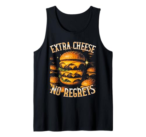 Extra Cheese No Regrets Burger Art Lustiges Meme Frauen Tank Top von Käse-liebhaber Burger-enthusiasten 90er Bootleg