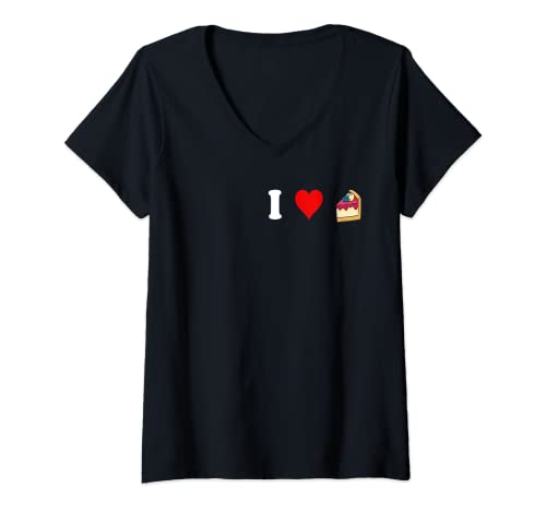 Damen Ich Liebe Käsekuchen T-Shirt mit V-Ausschnitt von Käsenkuchen Lustiges Käsekuchen-Motiv