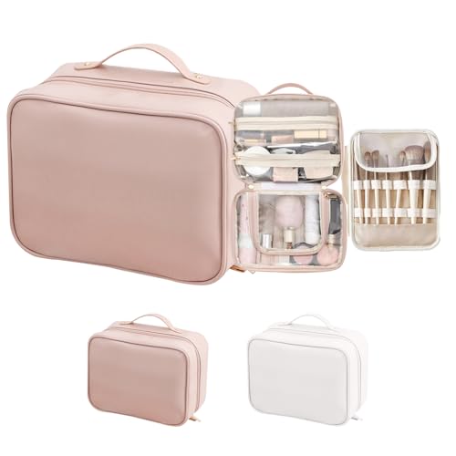 Kaezuy Kulturtasche Damen Kosmetiktasche Waschtasche Aufhängen PU-Leder Wasserdicht Faltbar Reisebeutel Mit 360° Haken Stylisches Design Für Reise Und Alltag (A) von Kaezuy