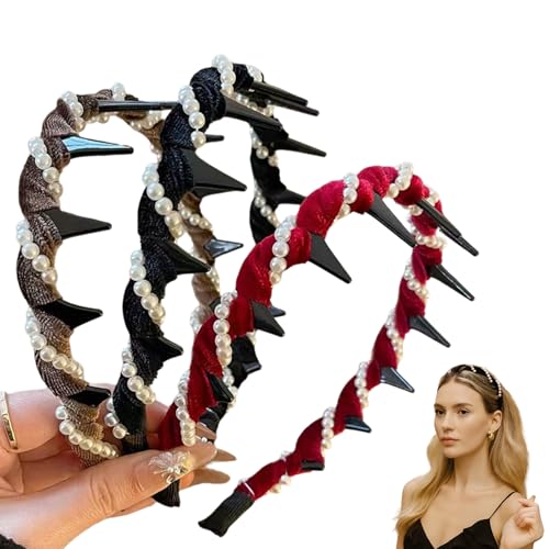 Kaezuy Vintage Haarband Hohes Kraniales Kunstperlen Stirnband Ultraleicht Elegante Haarreif Zickzack Design Für Hochzeit Party Und Alltag (B) von Kaezuy