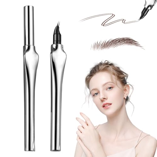 Wasserfester Augenbrauenstift Härchenzeichnung, Microblading Augenbrauenstift mit 2-Gabel-Spitze für Natürliche Haarähnliche Augenbrauen, Hält Den Ganzen Tag (Dunkelbraun) von Kaezuy
