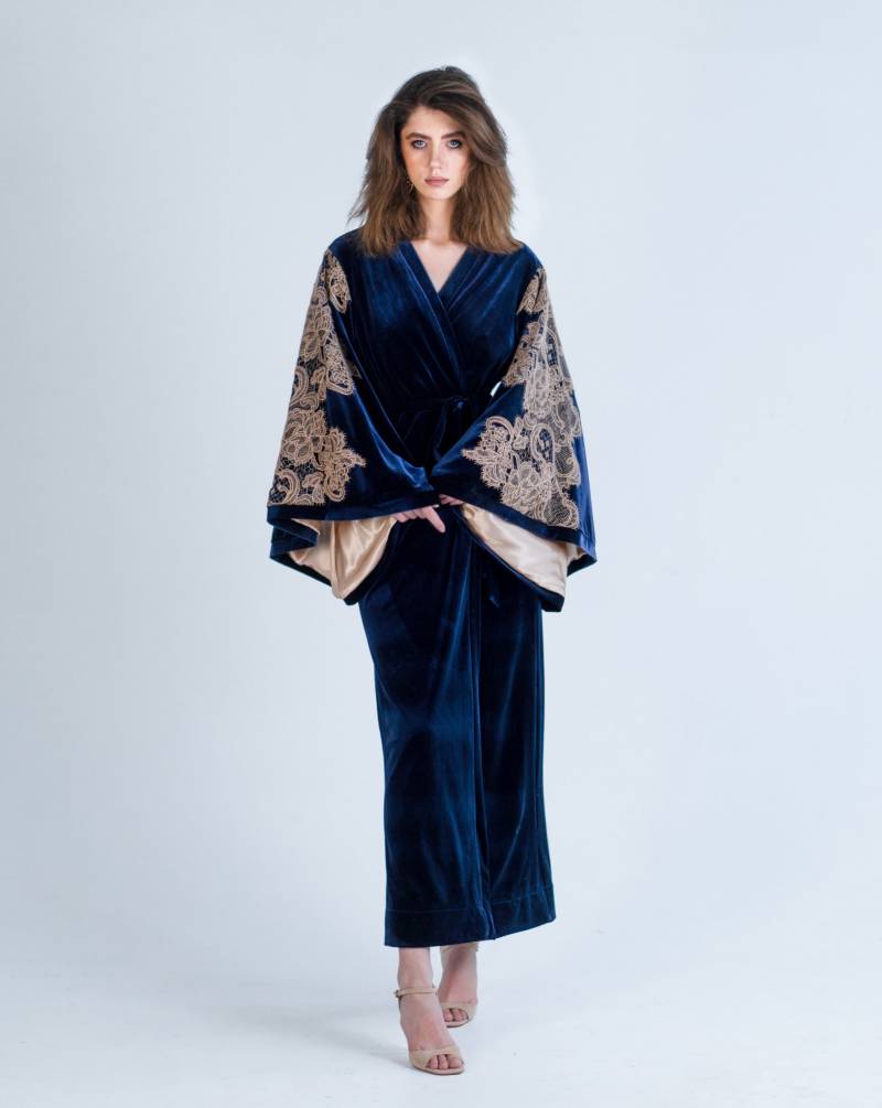 Samt Kimono, Robe, Morgenmantel, Kimono Luxus Fancy Satin Long Loungewear Samt Kimono, Robe, Morgenmantel, Kimono Luxus Fancy Satin Long Loungewear von Kafemmeatelier