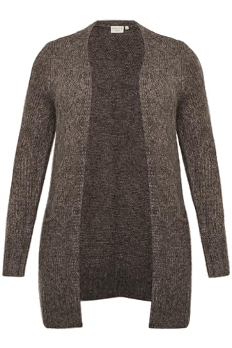 Kaffe Curve Damen Plus-Size Cardigan mit Langen Ärmeln, Regular Fit Taschen Strickjacke, Java Melange, L Größen von KAFFE CURVE