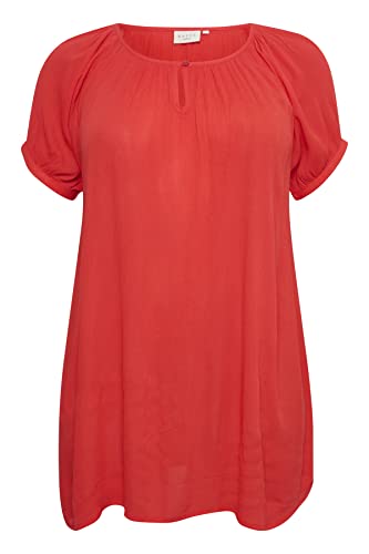 Kaffe Curve Damen Plus-Size Shorts Sleeves Loose Fit Rundhals Tunic, Feuerrot, 40 Größen von KAFFE CURVE