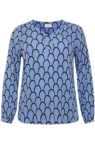 KAFFE CURVE Langarm-Bluse KCkerry Blue/Black Graphic Print 50 von KAFFE CURVE