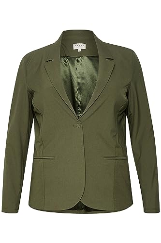 Kaffe Curve Plus-Size Damen-Blazer mit Langen Ärmeln, Einzelknopf-Fronttaschen, Grape Leaf von KAFFE CURVE