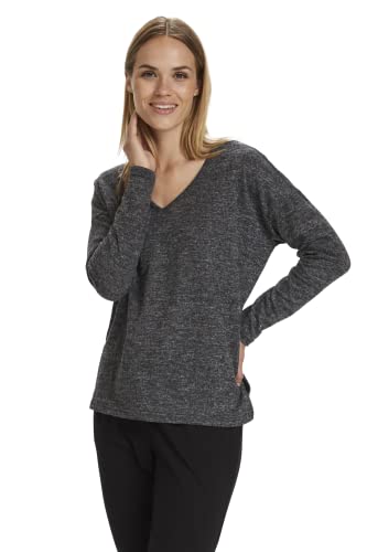 KAFFE Langarm-Bluse KAsiane Damen Basic Bluse mit V-Ausschnitt und Langen Ärmeln Leichter Pullover Dark Grey Melange XXL von KAFFE