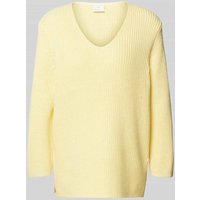 Kaffe Strickpullover mit V-Ausschnitt in Gelb, Größe M von Kaffe
