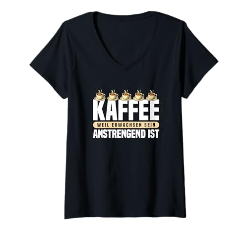 Damen Kaffeejunkie Spruch Kaffee Gadgets Kaffeeliebhaber T-Shirt mit V-Ausschnitt Damen Kaffeejunkie Spruch Kaffee Gadgets Kaffeeliebhaber T-Shirt mit V-Ausschnitt von Kaffee Gadgets und Kaffeejunkie Geschenk