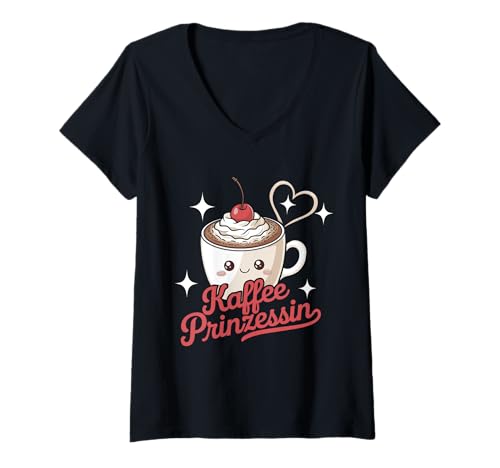 Damen Kaffee Prinzessin Frauen Kaffeetrinker Sprüche T-Shirt mit V-Ausschnitt Damen Kaffee Prinzessin Frauen Kaffeetrinker Sprüche T-Shirt mit V-Ausschnitt von Kaffee Humor Shirt