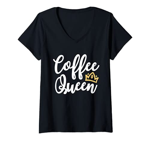 Damen Coffee Queen Kaffeeliebhaber T-Shirt mit V-Ausschnitt Damen Coffee Queen Kaffeeliebhaber T-Shirt mit V-Ausschnitt von Kaffee Liebhaber Coffee Queen