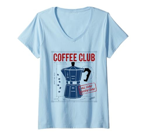 Damen Coffee Club Tshirt Retro Kaffee Kaffeeliebhaber Coffee T-Shirt mit V-Ausschnitt Damen Coffee Club Tshirt Retro Kaffee Kaffeeliebhaber Coffee T-Shirt mit V-Ausschnitt von Kaffee TShirt Männer Frauen Retro Coffee Club