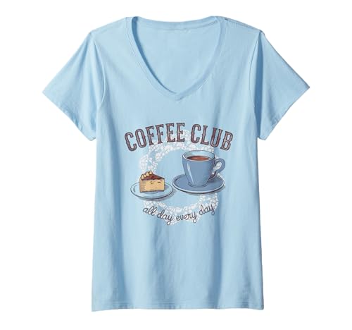 Damen Coffee Club Tshirt Retro Kaffee Kaffeeliebhaber Coffee T-Shirt mit V-Ausschnitt Damen Coffee Club Tshirt Retro Kaffee Kaffeeliebhaber Coffee T-Shirt mit V-Ausschnitt von Kaffee TShirt Männer Frauen Retro Coffee Club