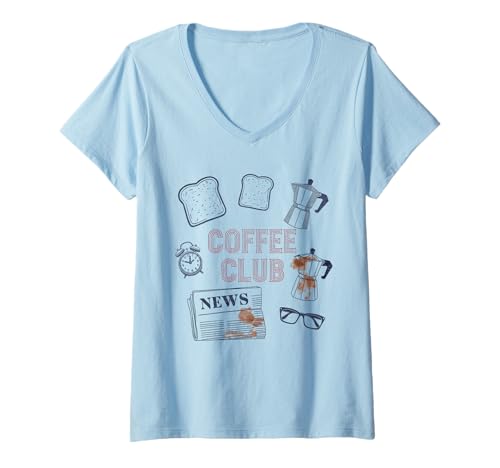Damen Coffee Club Tshirt Retro Kaffee Kaffeeliebhaber Coffee T-Shirt mit V-Ausschnitt Damen Coffee Club Tshirt Retro Kaffee Kaffeeliebhaber Coffee T-Shirt mit V-Ausschnitt von Kaffee TShirt Männer Frauen Retro Coffee Club