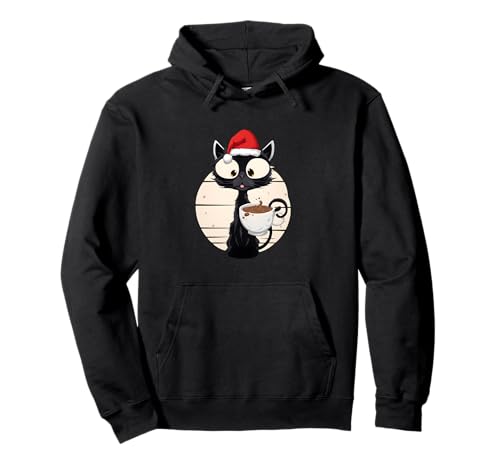 Kaffeekatze mit Weihnachtsmütze Weihnachten Damen Katzen Pullover Hoodie Kaffeekatze mit Weihnachtsmütze Weihnachten Damen Katzen Pullover Hoodie von Kaffee Weihnachtsshirt Nikolaus Geschenkidee Xmas