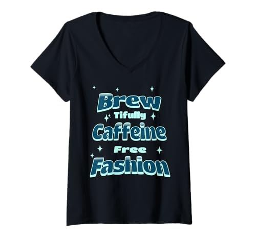 Damen Koffeinfreier Retro Style Lustiger Spruch T-Shirt mit V-Ausschnitt Damen Koffeinfreier Retro Style Lustiger Spruch T-Shirt mit V-Ausschnitt von Kaffeefrei und Stilvoll Lebensfreude