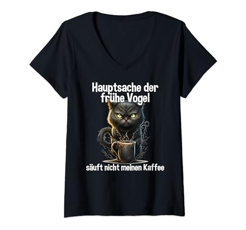 Damen Kaffeegefühl - Hauptsache der frühe Vogel T-Shirt mit V-Ausschnitt Damen Kaffeegefühl - Hauptsache der frühe Vogel T-Shirt mit V-Ausschnitt von Kaffeegenießer & Kaffeeliebhaber - Kätzchen