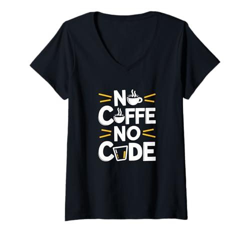 Damen Kaffee Liebhaber no Coffee no ocde Programmierer Koffein T-Shirt mit V-Ausschnitt Damen Kaffee Liebhaber no Coffee no ocde Programmierer Koffein T-Shirt mit V-Ausschnitt von Kaffeeliebhaber and Guten Morgen Freunde