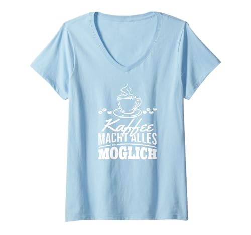 Damen Kaffee Macht Alles möglich - lustiger Spruch Kaffeegenießer T-Shirt mit V-Ausschnitt Damen Kaffee Macht Alles möglich - lustiger Spruch Kaffeegenießer T-Shirt mit V-Ausschnitt von Kaffeetrinker Espresso Kaffee Fans Geschenkidee