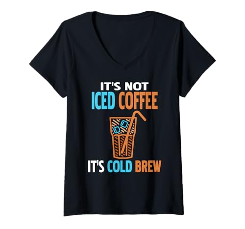 Damen Lustiger Cold Brew Kaffee Liebhaber Barista Zitat T-Shirt mit V-Ausschnitt Damen Lustiger Cold Brew Kaffee Liebhaber Barista Zitat T-Shirt mit V-Ausschnitt von Kaffeetrinker Und Cold Brew Fans