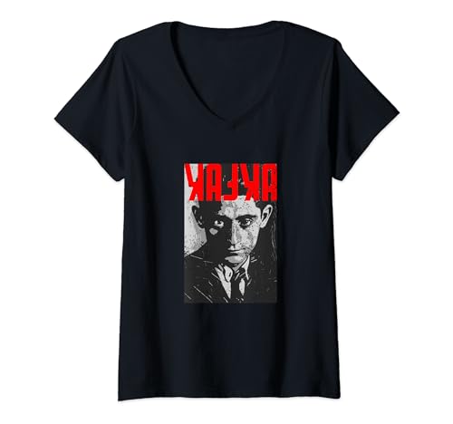 Damen Kafka Franz Portrait - Bücher und Literatur T-Shirt mit V-Ausschnitt Damen Kafka Franz Portrait - Bücher und Literatur T-Shirt mit V-Ausschnitt von Kafka Geschenke für Bücher und Literatur Liebhaber