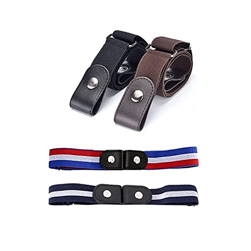 Gürtel Ohne Schnall,4 Stück Elastischer Schnallenfreier Gürtel Unsichtbare Gürtel Elastischer Gürtel für Damen und Herren,Jeanshosen von Kaggpeza