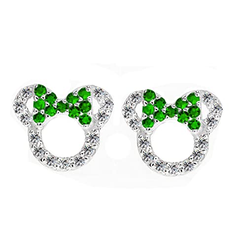 Kaguyo Minnie Mouse Ohrringe, 925 Sterling Silber Amethyst Blau Rosa Zirkonia Mickey Mouse Ohrstecker für Frauen Mädchen, Geburtstagsgeschenk (grün) von Kaguyo