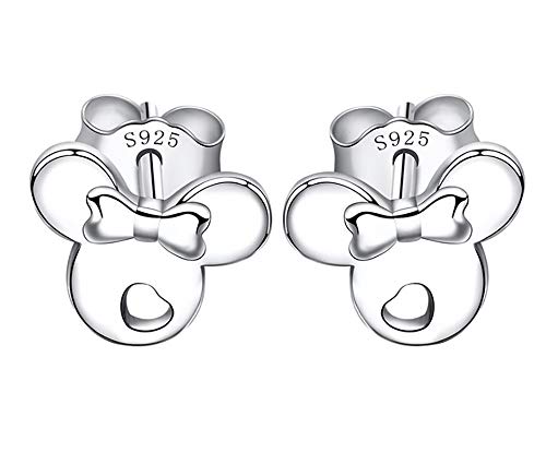 Kaguyo Minnie Mouse Ohrringe für Mädchen - 925 Sterling Silber Kleine Niedliche Mickey Mouse Stecker für Frauen, Mädchen und Kinder - Geburtstagsgeschenk (Silber) von Kaguyo
