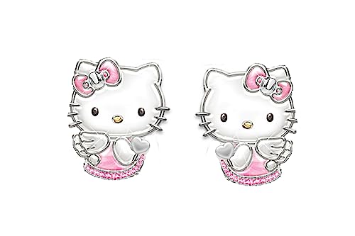 Kaguyo Silberohrringe für Frauen, 925er Sterlingsilber-Hello-Kitty-Ohrringe, niedliche Katzen-Ohrstecker mit Zirkonia für Frauen, Mädchen, Kinder, Geburtstagsgeschenk (Kitty A) von Kaguyo