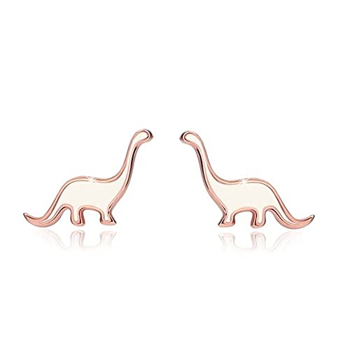 Kaguyo Silberohrringe für Mädchen, rosévergoldetes Sterlingsilber, niedliche kleine Dinosaurier-Ohrstecker für Frauen, Mädchen, Kinder, Geburtstagsgeschenk (rose gold) von Kaguyo