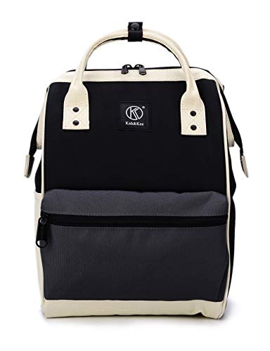 Kah&Kee Eleganter wasserdichter Damen Rucksack mit Laptopfach - Diebstahlsicheres Design - Wickeltasche - Anti-Diebstahl Reisetasche - Lässiger Schulranzen(Schwarz/Grau, Klein) von Kah&Kee