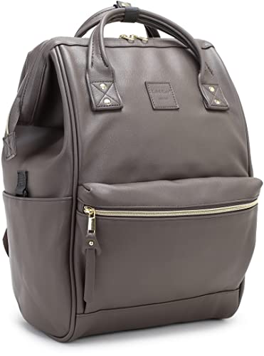 Kah&Kee Leder Rucksack Wickeltasche Laptop Reisen Arzt Lehrer Tasche für Frauen Mann (Grau II) von Kah&Kee