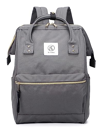 Kah & Kee Polyester Laptop Rucksack Wasserdicht Anti diebstahl Wickeltasche Universität Damen Herren (Tricolor, Klein) (Heather Grey II, Groß) von Kah&Kee