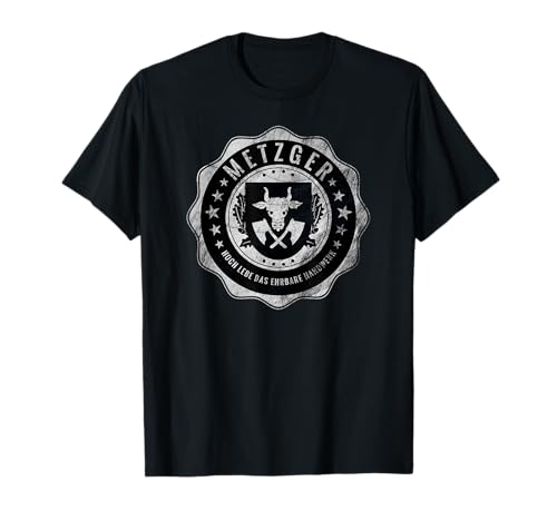 Kahl Design Metzger, Fleischer T-Shirt Schwarz S Crew Neck Klassische Passform Kurzarm Hoch lebe das Ehrbare Handwerk Used Look Design Klassisch geschnitten, doppelt genähter Saum. Herren Männer Kahl Design Metzger, Fleischer T-Shirt Schwarz S Crew Neck Klassische Passform Kurzarm Hoch lebe das Ehrbare Handwerk Used Look Design Klassisch geschnitten, doppelt genähter Saum. Herren Männer von Kahl Design