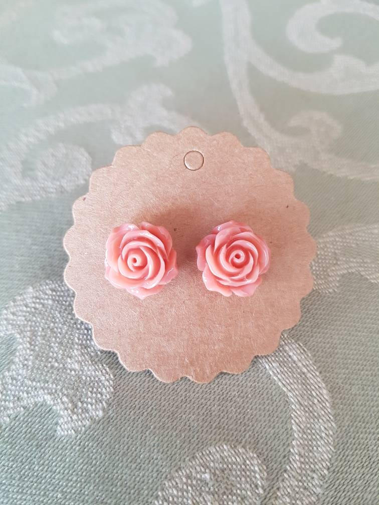 Koralle Flache Rose Ohrringe von KahliLifestyle